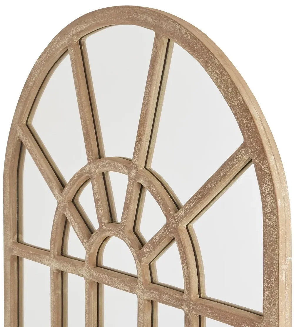 Kingaroy Arched Paned Wall Mirror - Brown