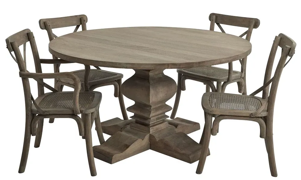 Kingaroy Round Pedestal Dining Table - Brown, Wood