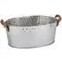 Large Champagne Cooler with Leather Handles - Silver, Metal