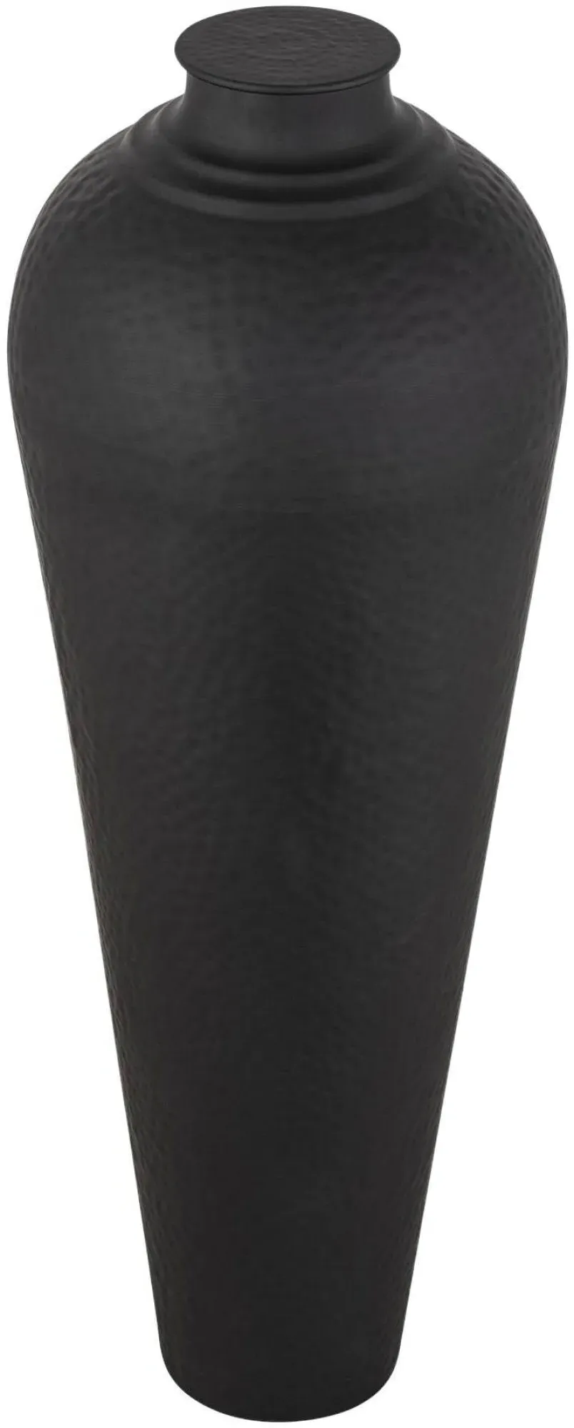 Large Hammered Vase with Lid - Black, Metal