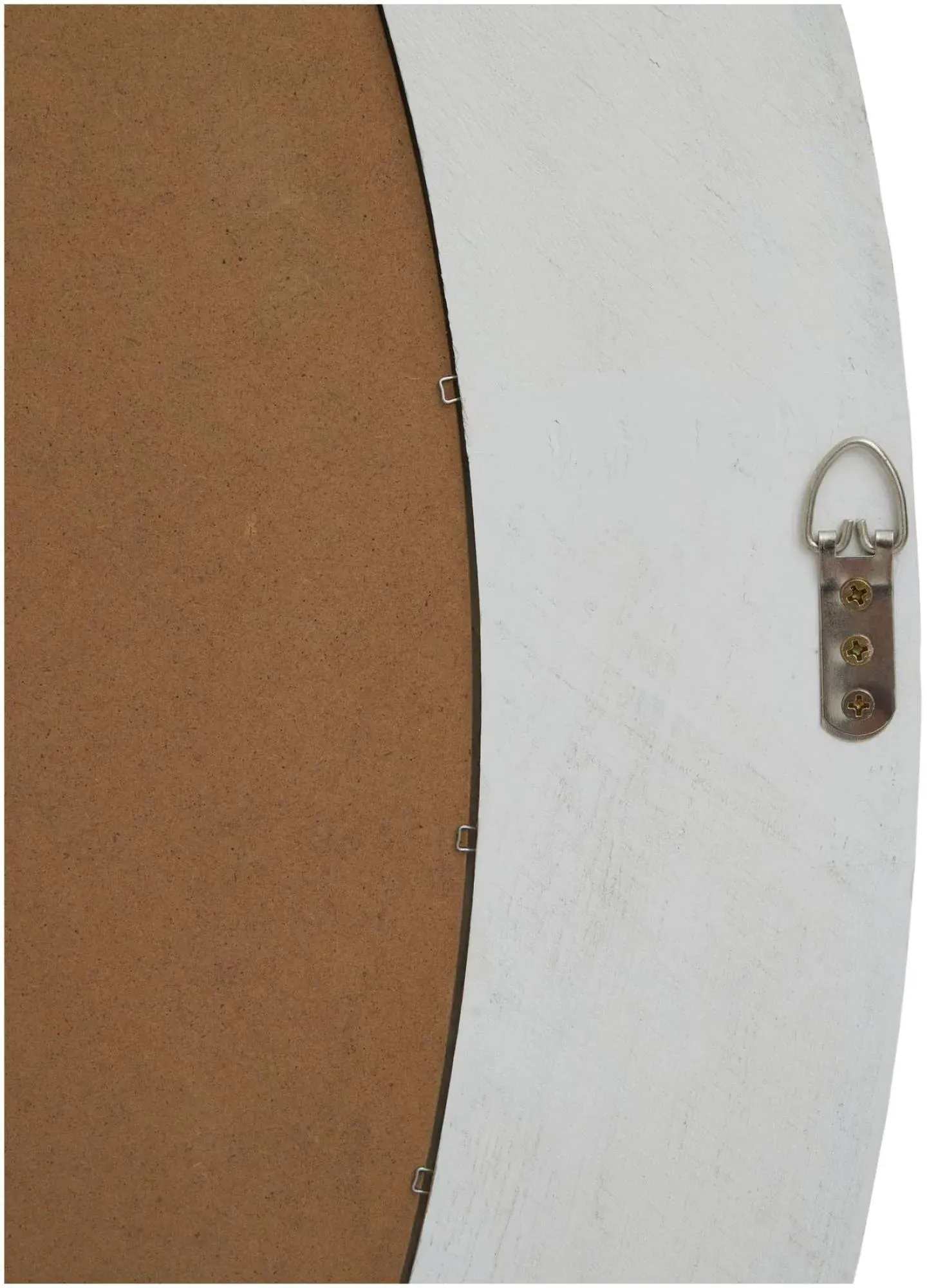 Large Round Framed Mirror - Antique White, Washed Wood