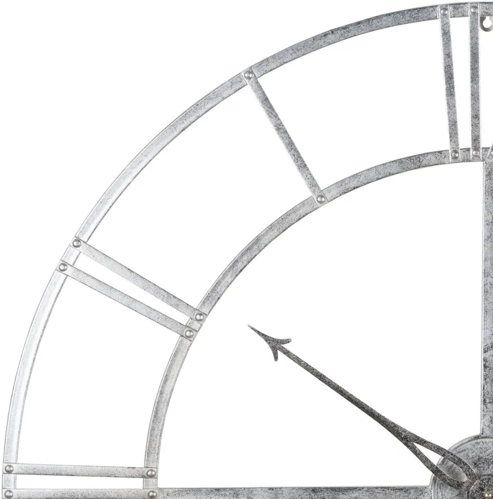 Large Silver Foil Skeleton Wall Clock - Silver