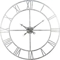 Large Silver Foil Skeleton Wall Clock - Silver