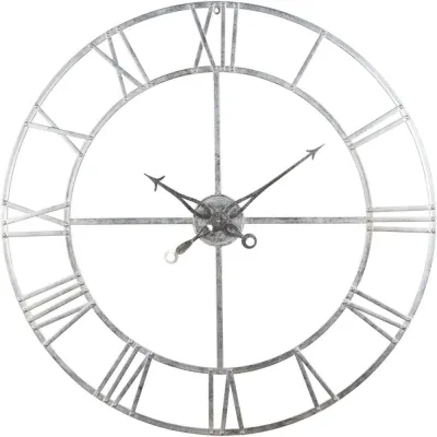 Large Silver Foil Skeleton Wall Clock - Silver