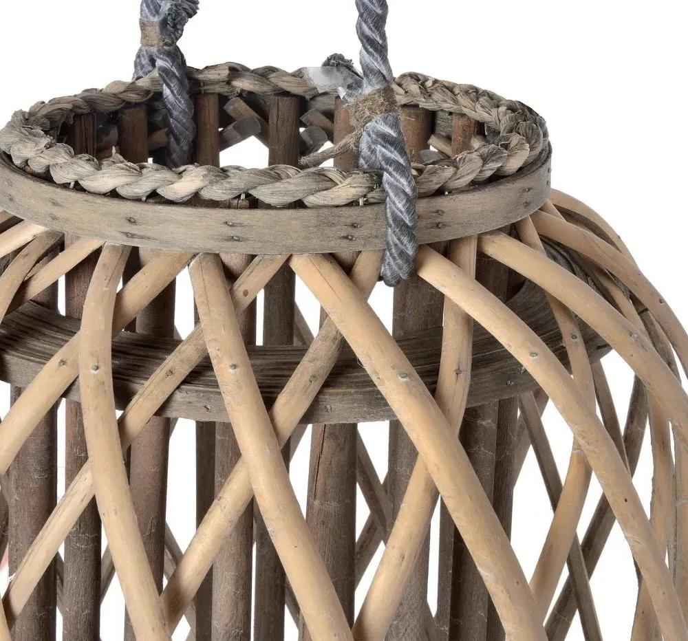 Large Standing Wicker Lantern - Brown