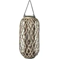 Large Standing Wicker Lantern - Brown