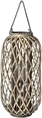 Large Standing Wicker Lantern - Brown image