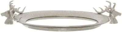 Large Tray with Stag Heads - Silver image