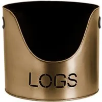 Log and Kindling Buckets with Matchstick Holder - Bronze