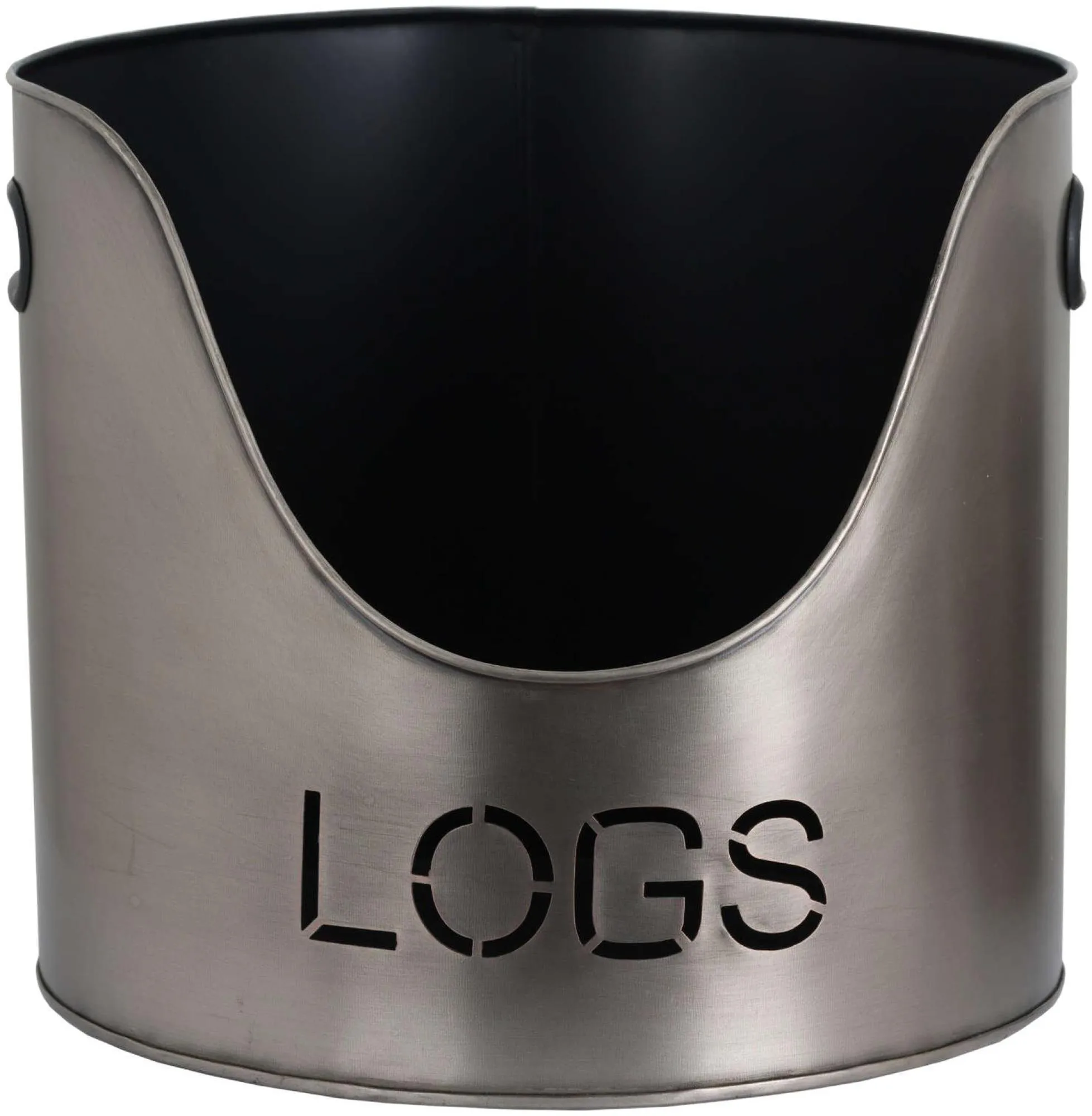 Log and Kindling Buckets with Matchstick Holder - Silver