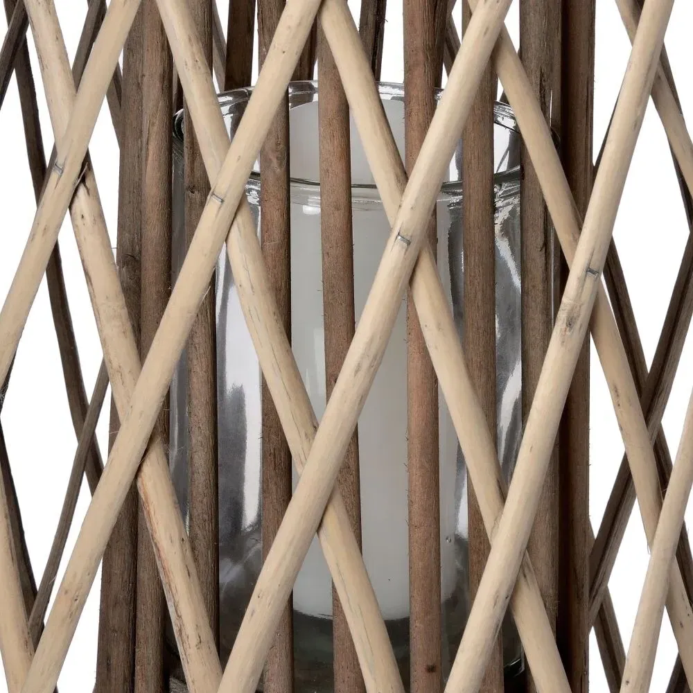 Mackay Standing Wicker Lantern - Brown