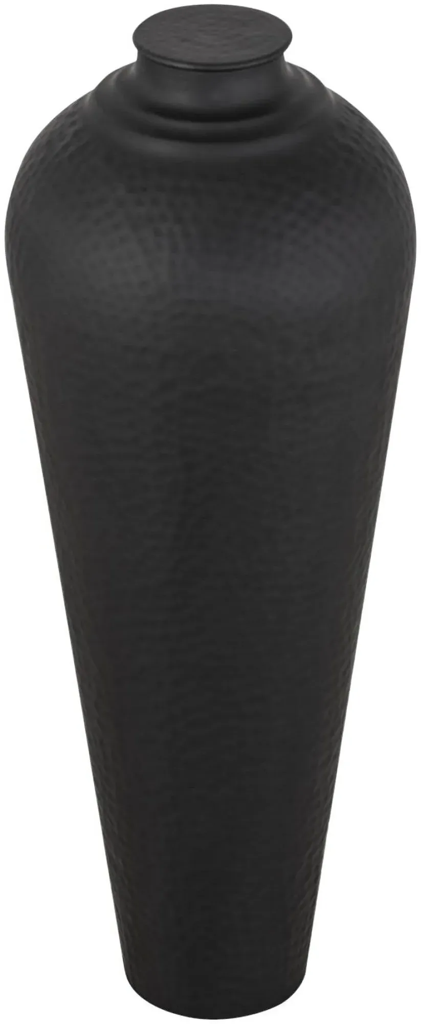 Medium Hammered Vase with Lid - Black, Metal