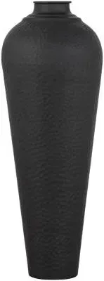 Medium Hammered Vase with Lid - Black, Metal image