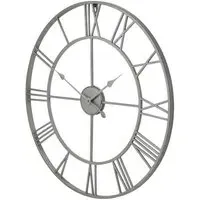 Metal Skeleton Wall Clock - Silver