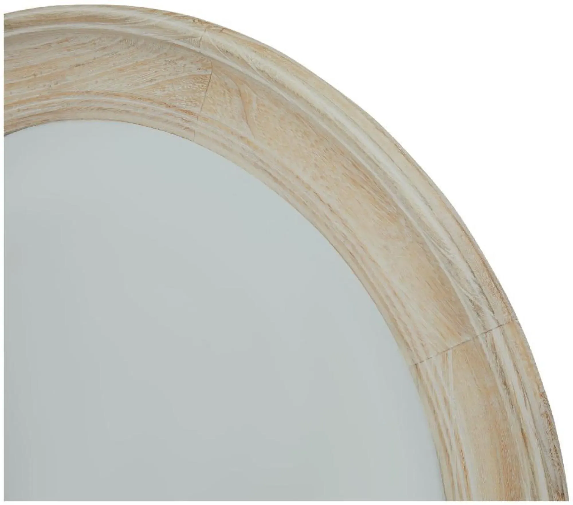 Round Framed Mirror - Antique White, Washed Wood