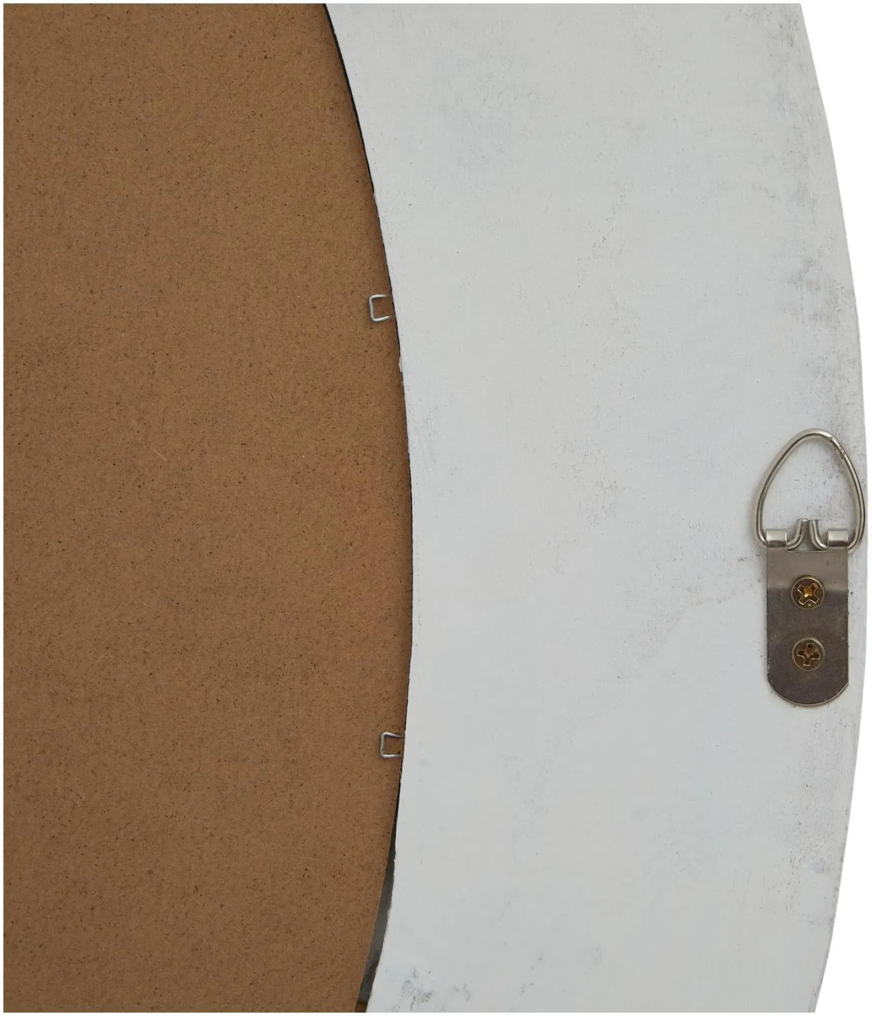 Round Framed Mirror - Antique White, Washed Wood