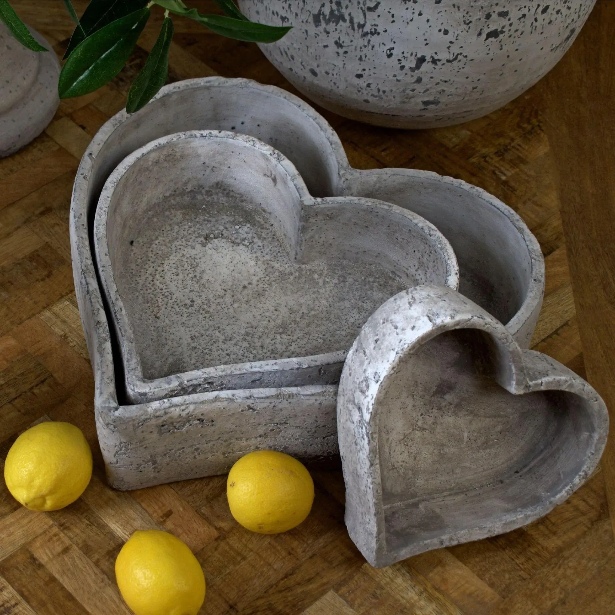 Set of 3 Large Ceramic Dishes - Stone