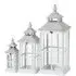 Set of 3 Window Style Lanterns with Open Top - White