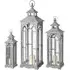 Set of 3 Wooden Lanterns with Archway Design - Grey, Wood