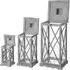 Set of 3 Wooden Lanterns with Cross Section - Grey, Wood