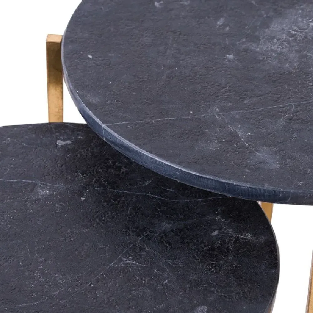 Side Tables Set of 2 - Black, Marble