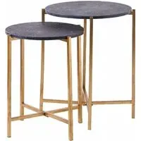 Side Tables Set of 2 - Black, Marble