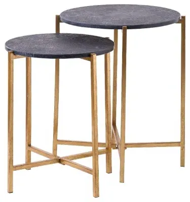 Side Tables Set of 2 - Black, Marble image