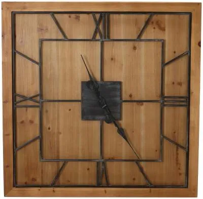 Victoria Square Wall Clock - Brown, Wood image