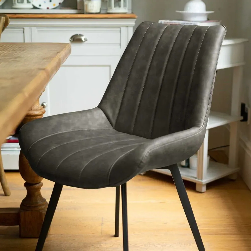 Weipa Dining Chair - Brown, Faux Leather