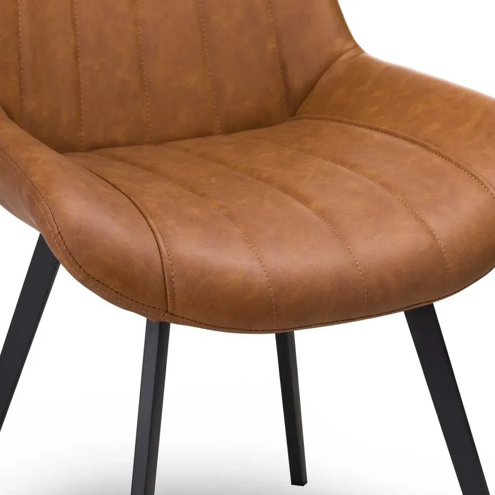Weipa Dining Chair - Tan Brown, Faux Leather