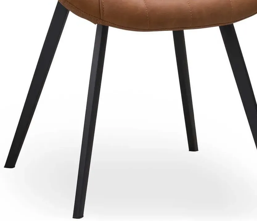 Weipa Dining Chair - Tan Brown, Faux Leather