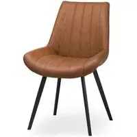Weipa Dining Chair - Tan Brown, Faux Leather