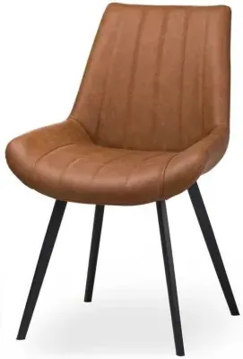 Weipa Dining Chair - Tan Brown, Faux Leather