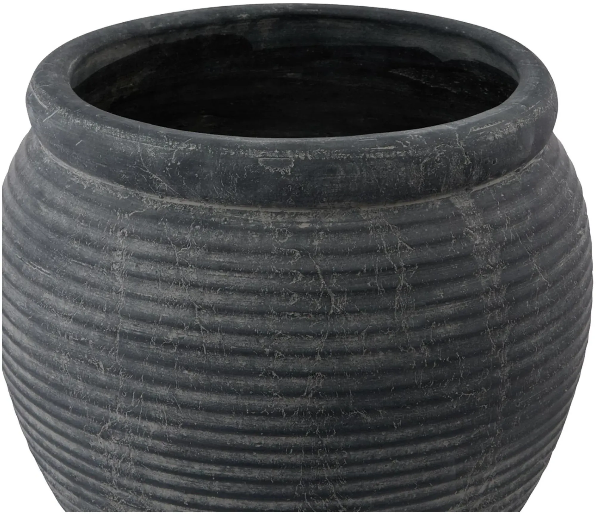 Wembley Ceramic Rimmed Large Plant Pot - Grey