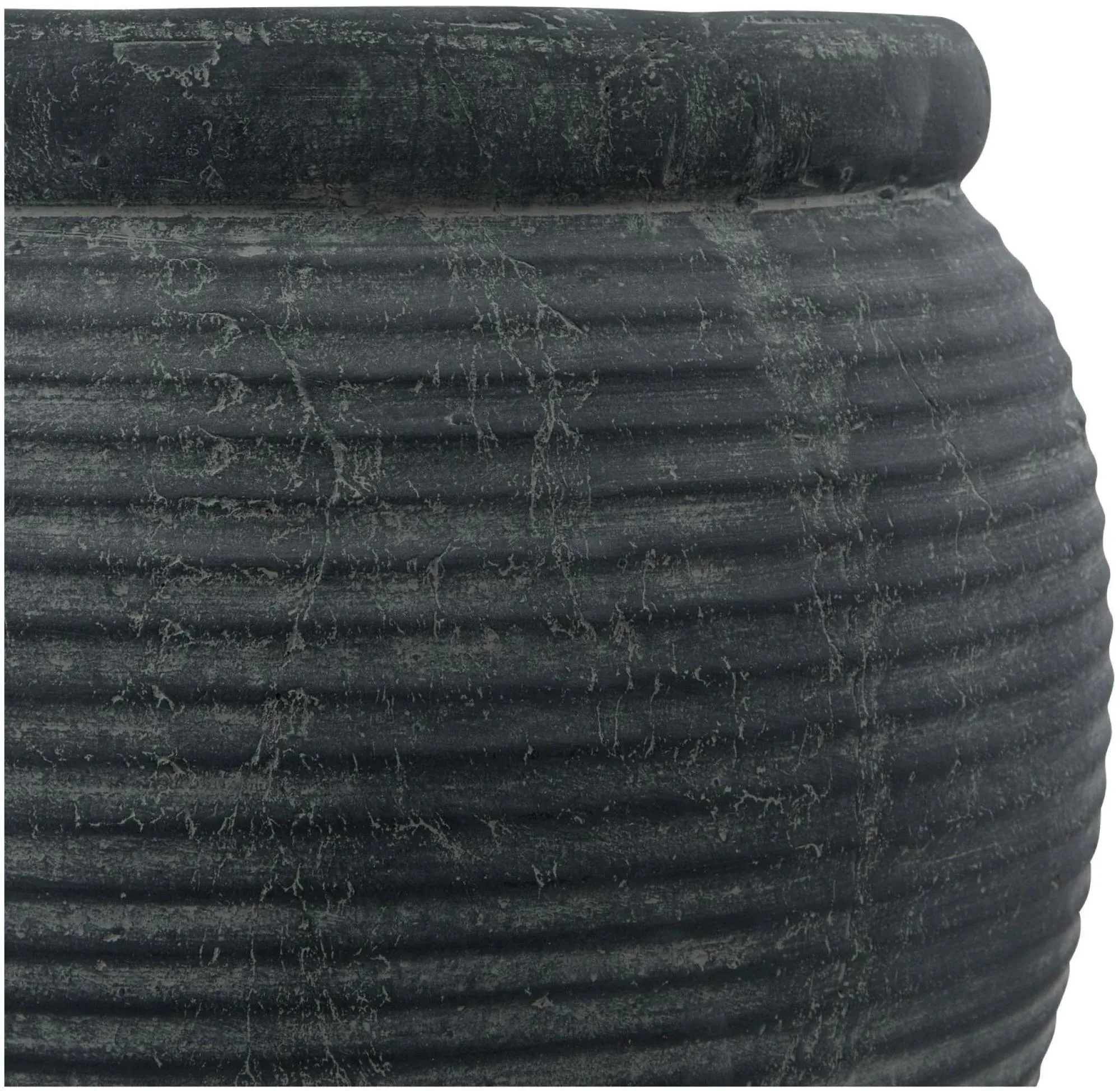 Wembley Ceramic Rimmed Large Plant Pot - Grey