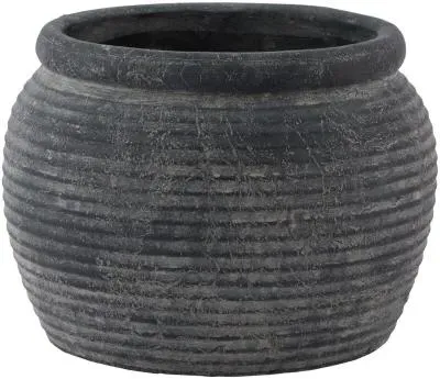 Wembley Ceramic Rimmed Large Plant Pot - Grey image