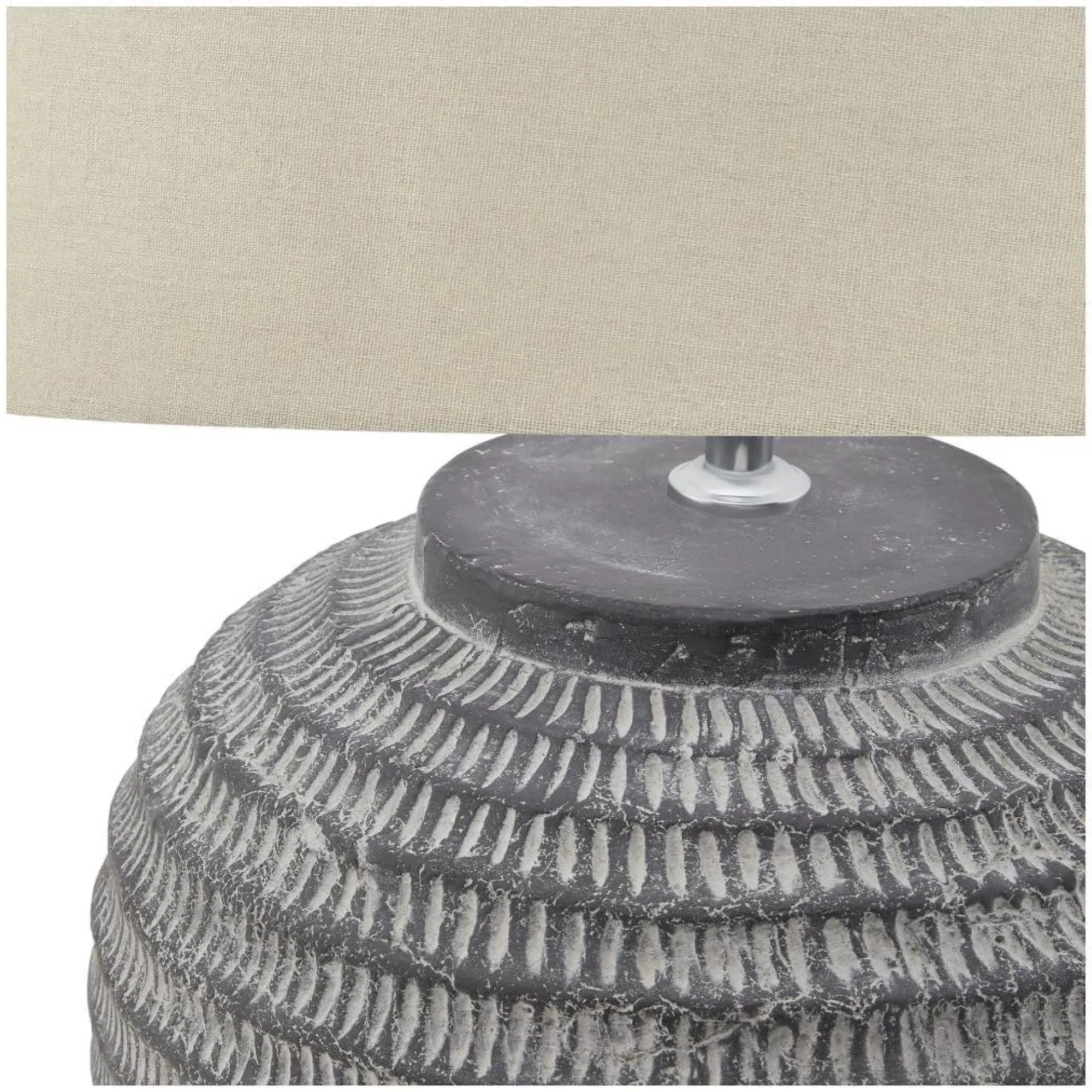 Wembley Stone Carved Lamp - White, Ceramic