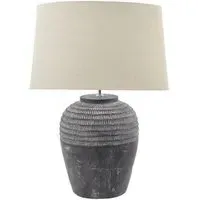 Wembley Stone Carved Lamp - White, Ceramic