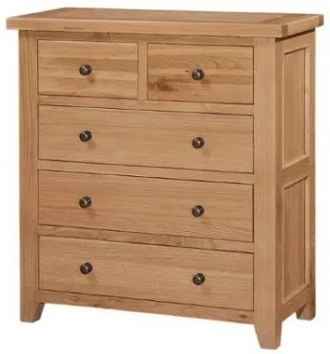 Appleby 5-Drawer Chest of Drawers - Satin Wax, Oak