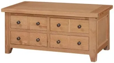 Appleby Coffee Table with 8 Drawer Storage - Oak image