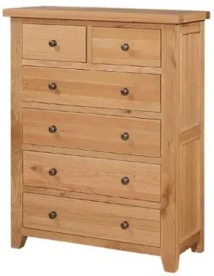Appleby Oak 6-Drawer Chest of Drawers - Satin Wax