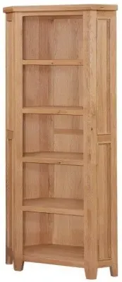 Appleby Oak Corner Bookcase - Satin Wax