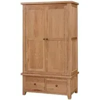 Appleby Oak Double Wardrobe with Storage - Satin Wax