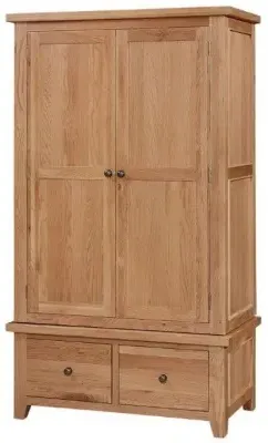Appleby Oak Double Wardrobe with Storage - Satin Wax