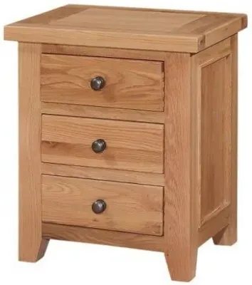 Appleby Oak Narrow Bedside Cabinet, 3 Drawers - Satin Wax