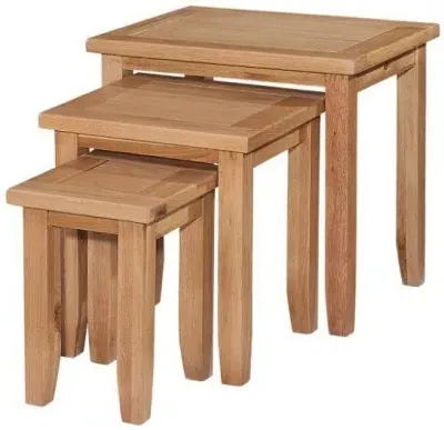 Appleby Oak Nest of Tables Set of 3 - Satin Wax