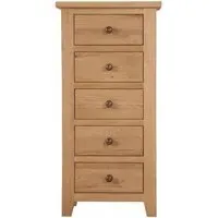 Appleby Petite 5-Drawer Tallboy Chest - Oak