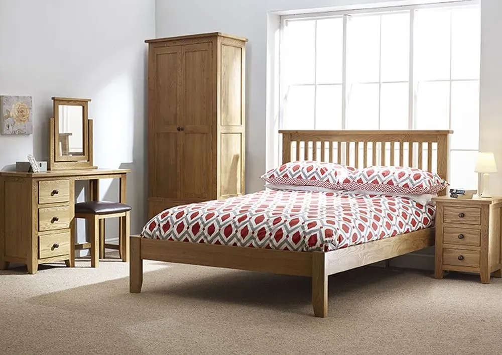 Appleby Petite Dressing Table Stool - Oak, Faux Leather