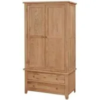 Appleby Petite Oak Double Wardrobe with Storage - Satin Wax