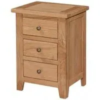 Appleby Petite Oak Narrow Bedside Cabinet, 3 Drawers - Satin Wax